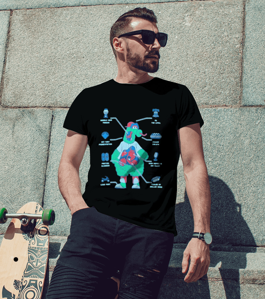 Philadelphia Phillies Phanatic Anatomy Of A Fuzz Monster T-Shirt