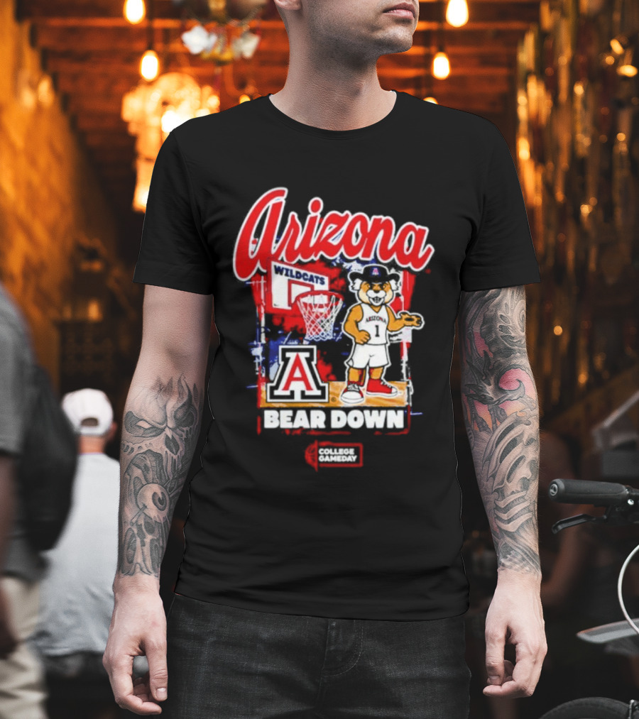Arizona Wildcats Bear Down Basketball Mascot College Gameday T-Shirt