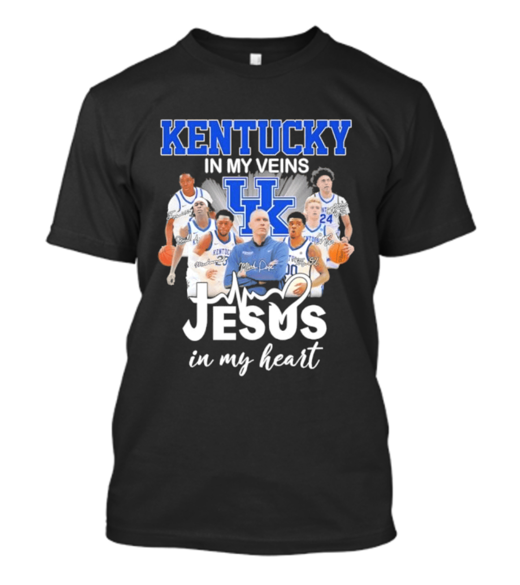 Kentucky Wildcats In My Veins Jesus In My Heart Basketball Coach Mark Pope Players T-Shirt
