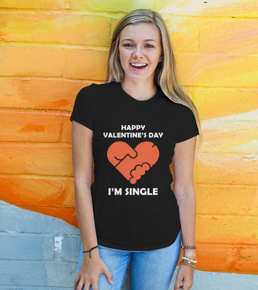 Happy Valentine's Day I'm Single Heart Puzzle T-Shirt