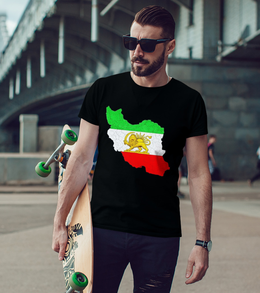 Iran Map With Lion And Sun Persian Heritage T-Shirt