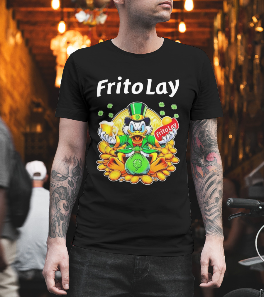 Frito Lay Scrooge McDuck St Patrick's Day Luck Coins Clover Beer T-Shirt