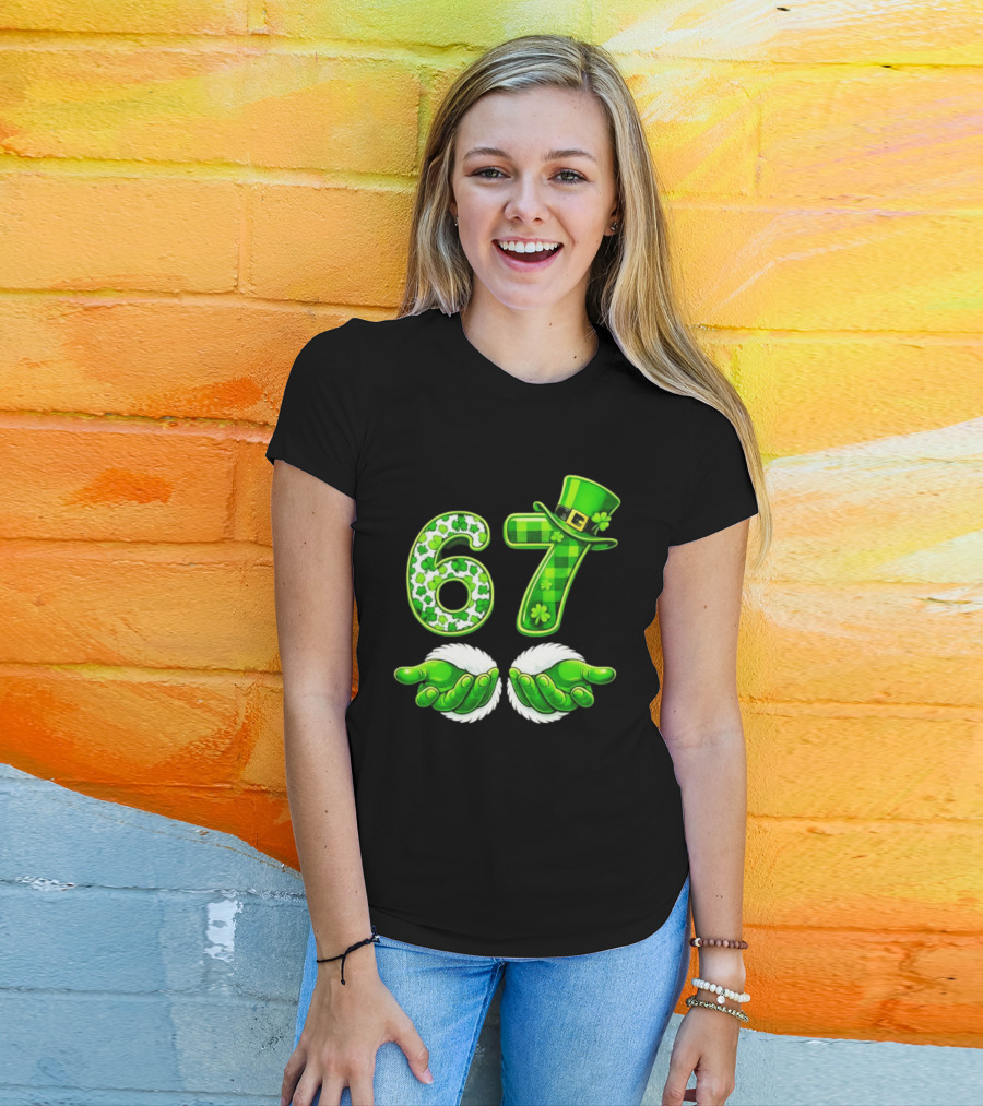 St Patricks Day 67 Shamrock Irish Clover Meme Green Hat Luck T-Shirt