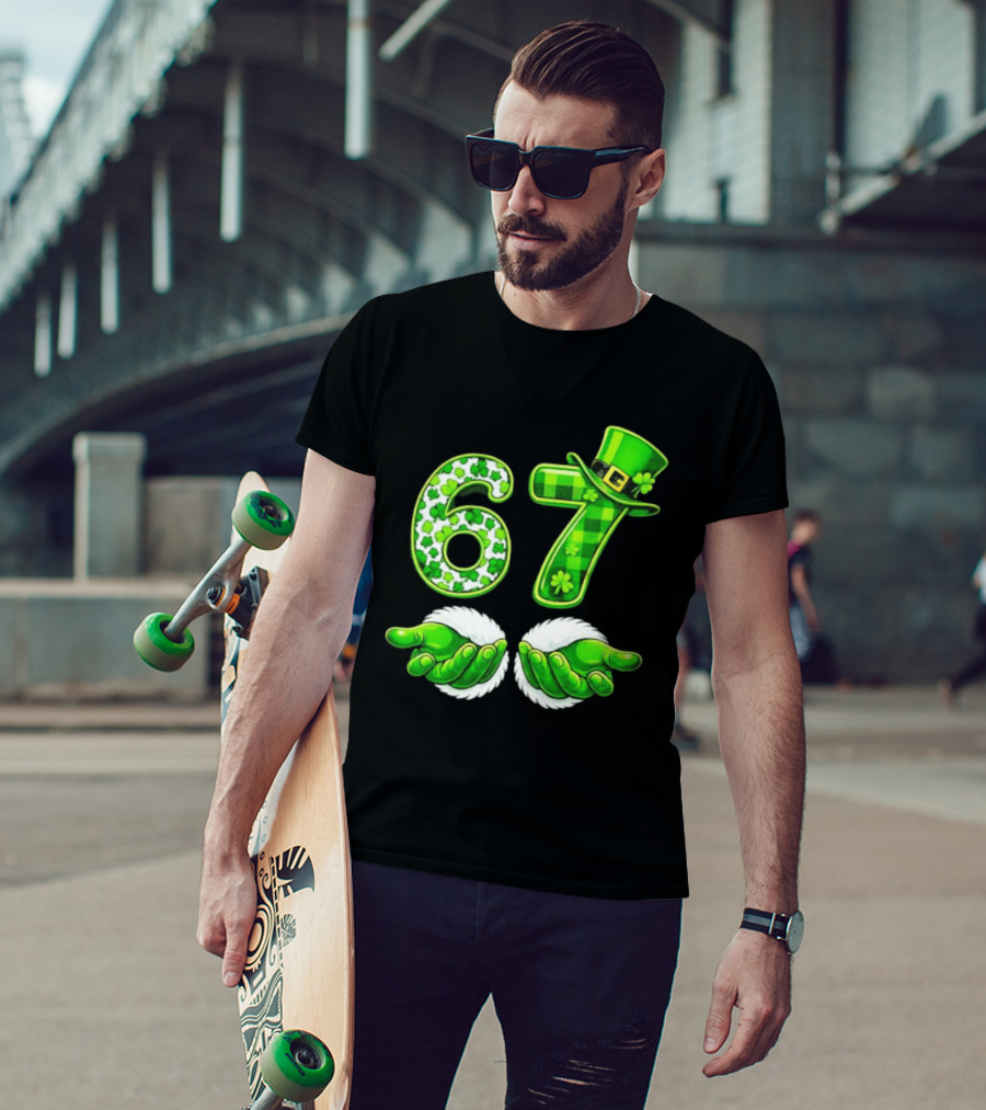 St Patricks Day 67 Shamrock Irish Clover Meme Green Hat Luck T-Shirt