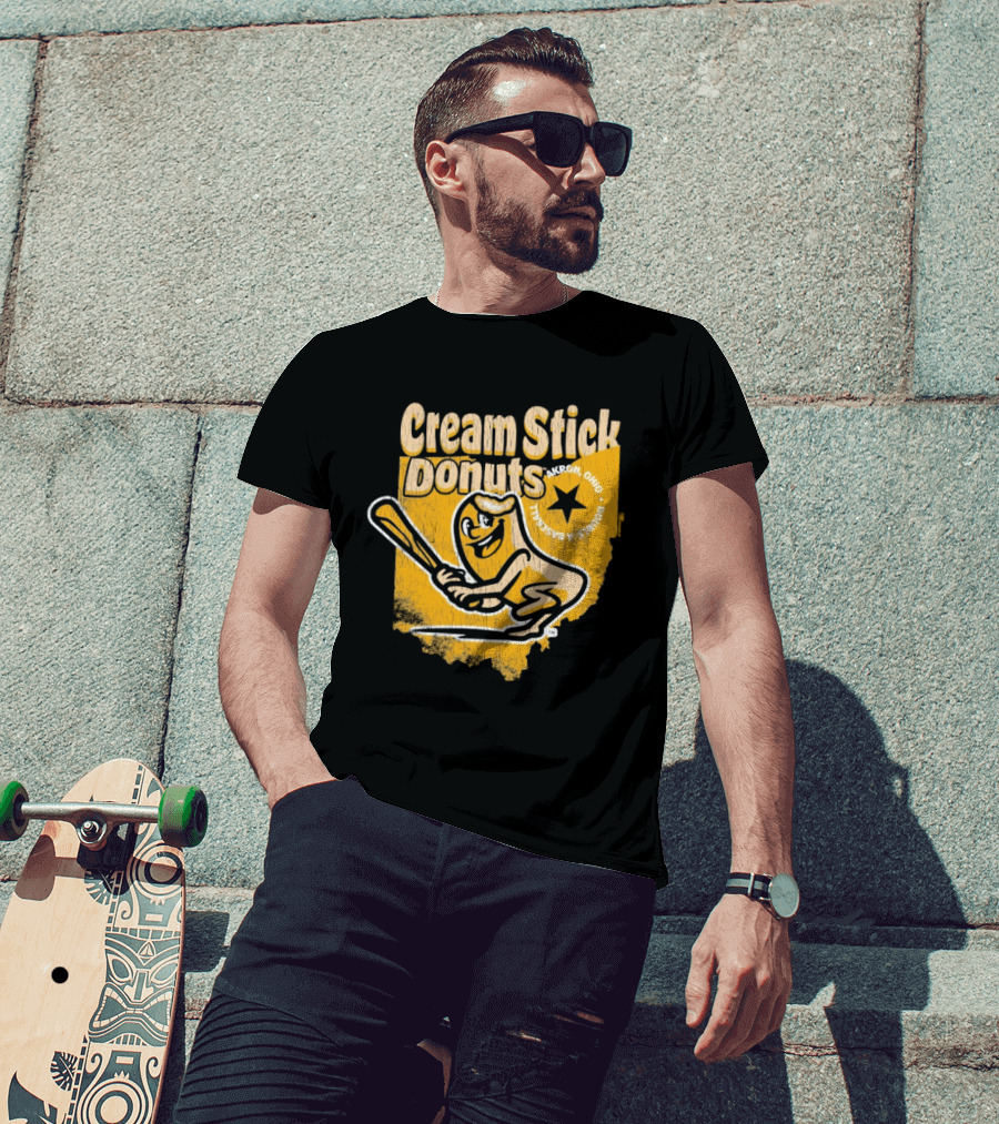 Cream Stick Donuts Ohio Baseball Star Buckeye T-Shirt