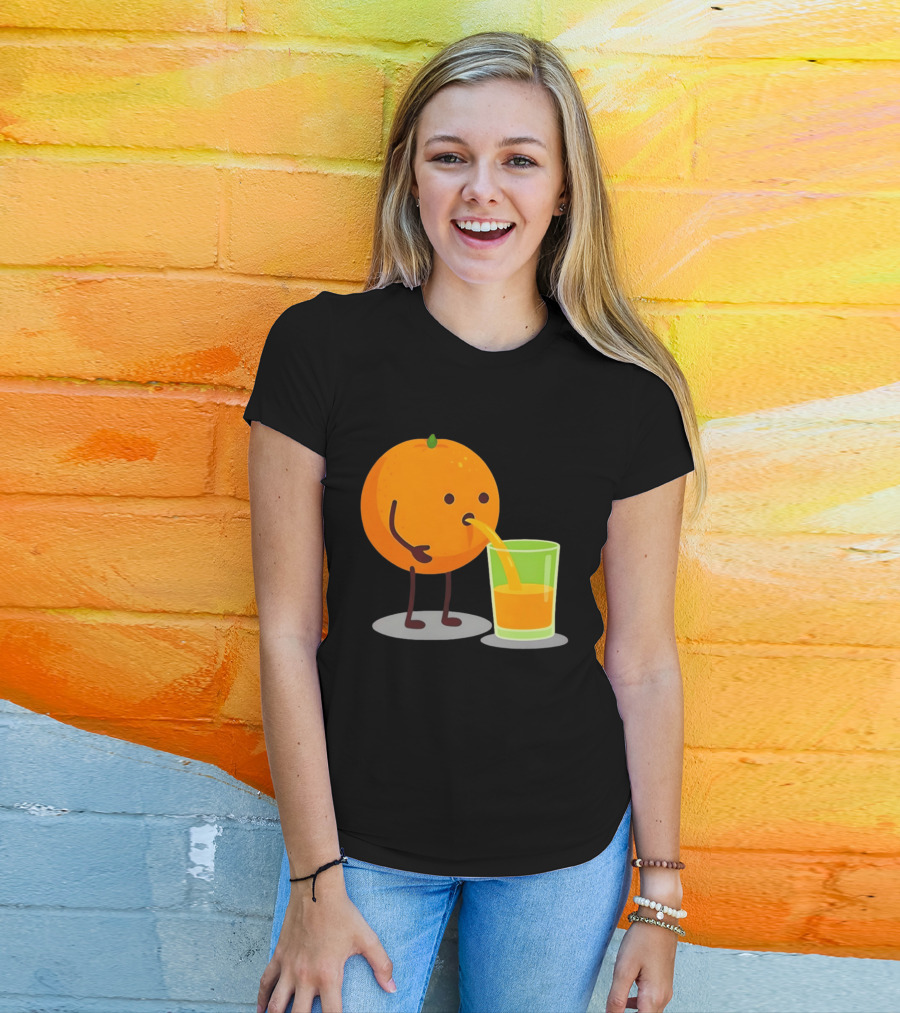 Orange Juice Squeezed Fun Cartoon T-Shirt