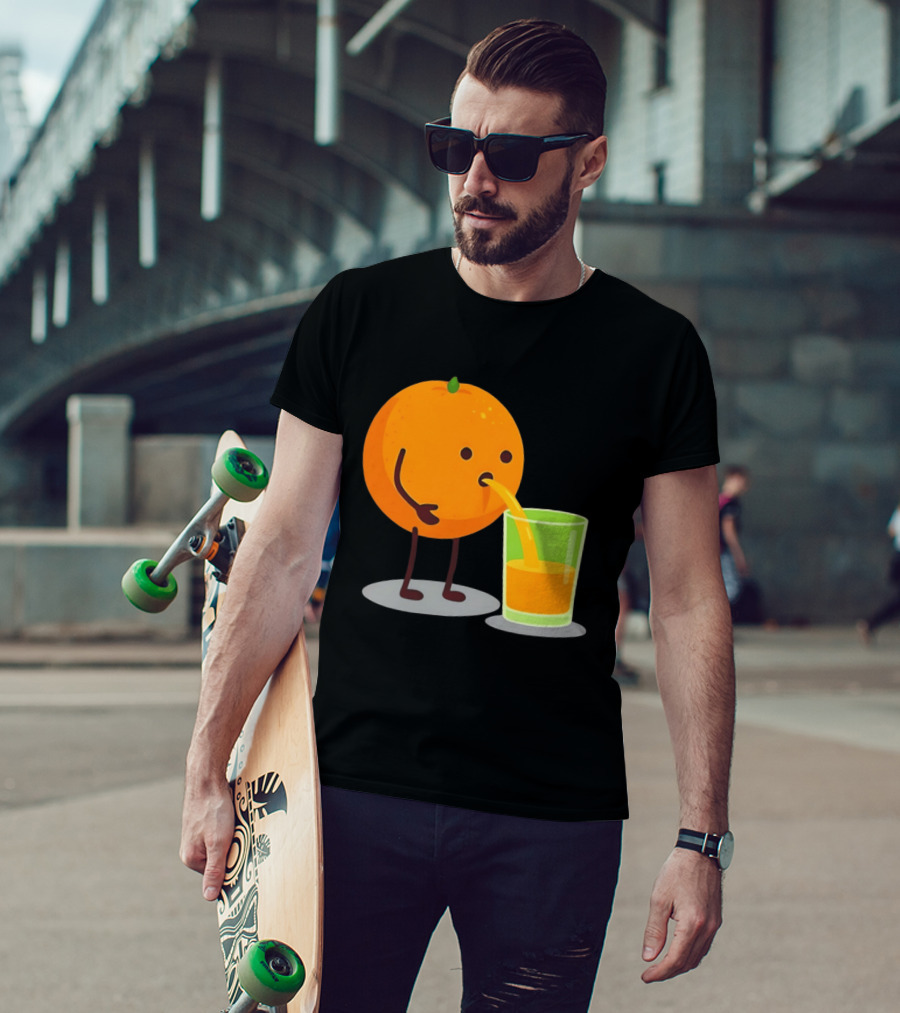 Orange Juice Squeezed Fun Cartoon T-Shirt