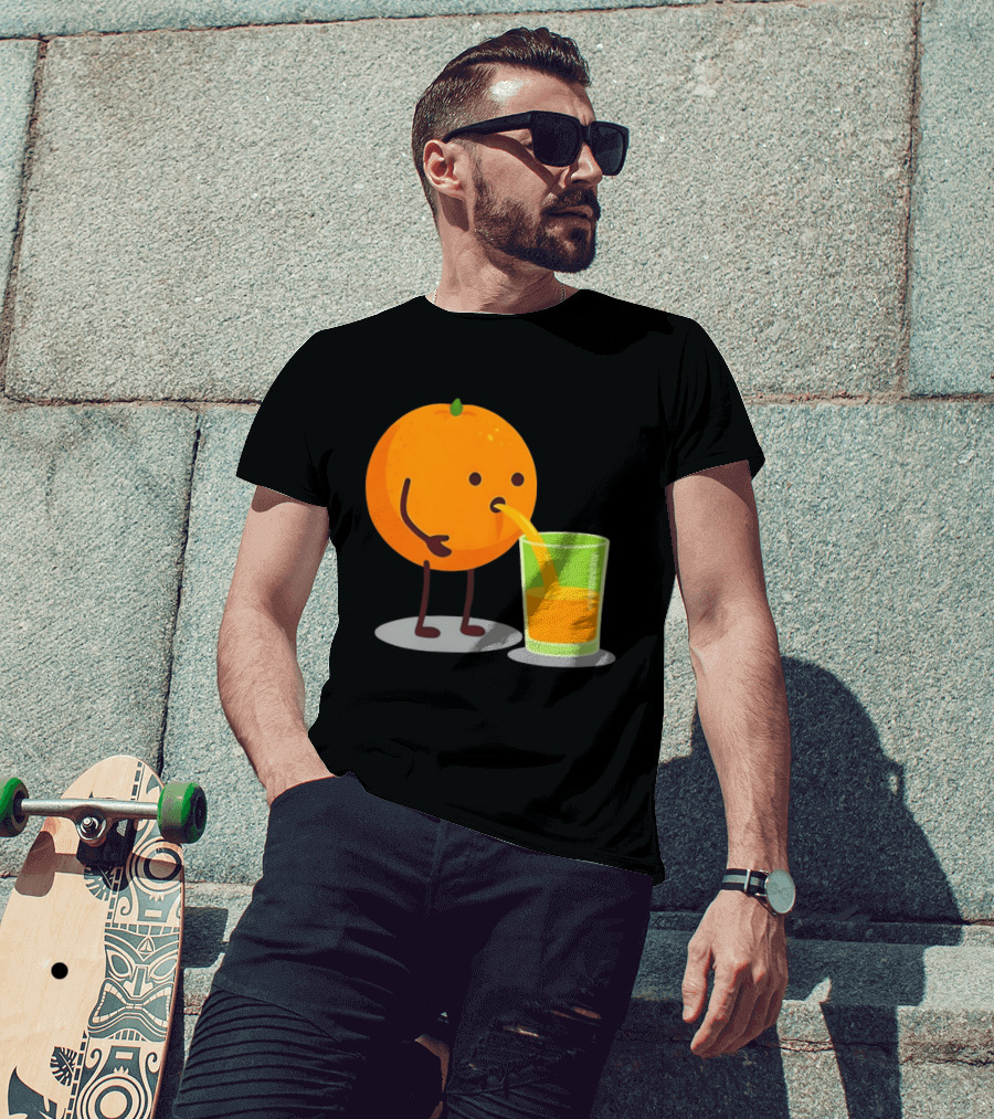 Orange Juice Squeezed Fun Cartoon T-Shirt