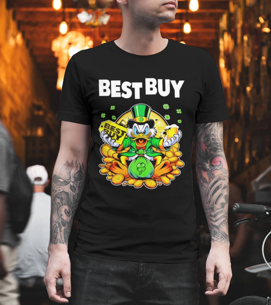 Scrooge McDuck Best Buy St Patrick's Day Coins And Shamrocks Celebration T-Shirt