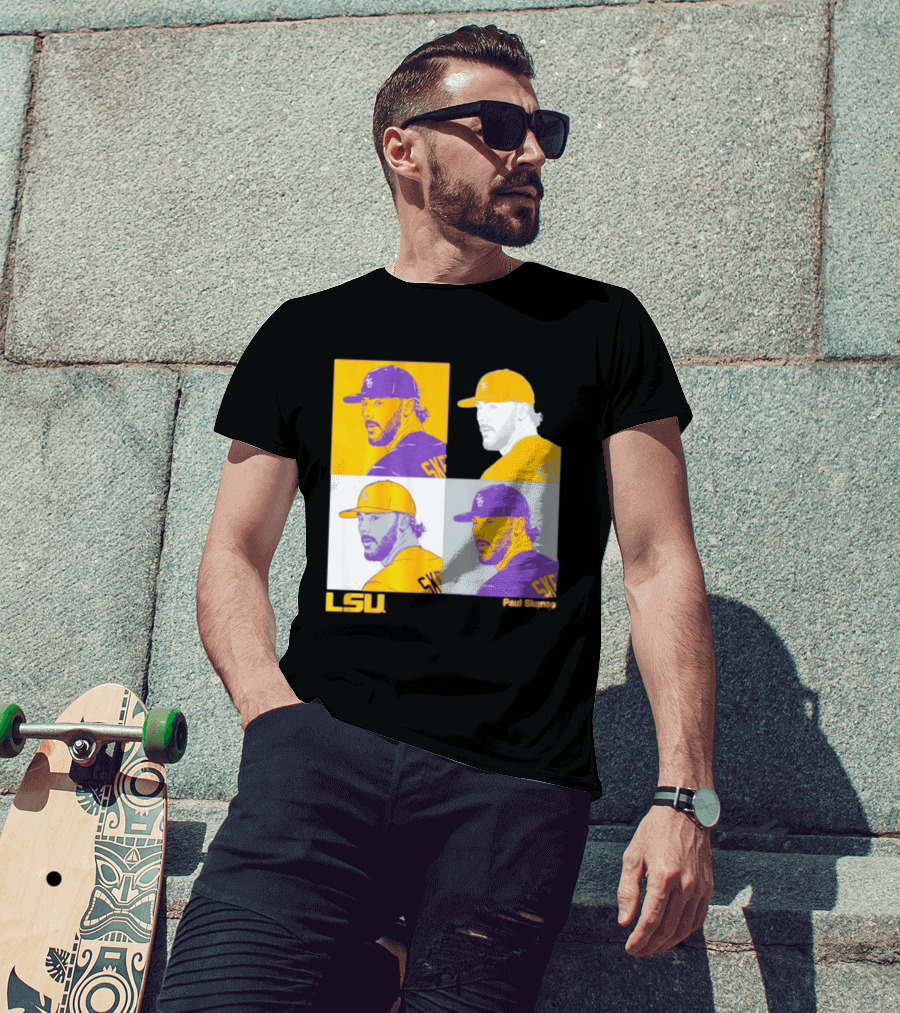 LSU Baseball Paul Skenes Colorful Collage Panels T-Shirt