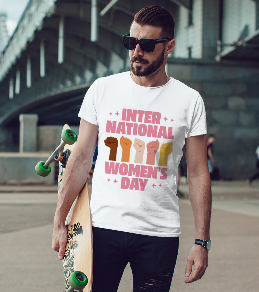 International Women's Day Raised Fists Empowerment Unity Celebration T-Shirt