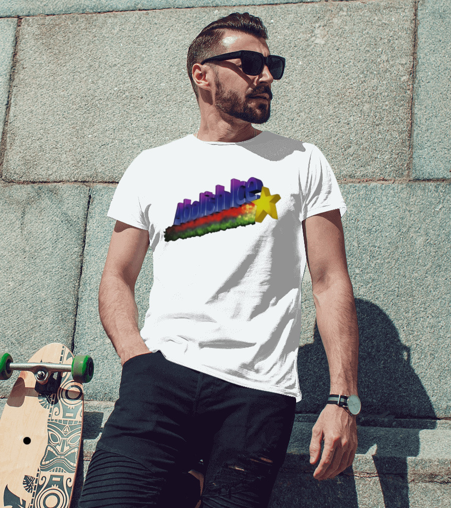 Abolish ICE Star Bold Text With Colorful Gradient And 3D Effect T-Shirt