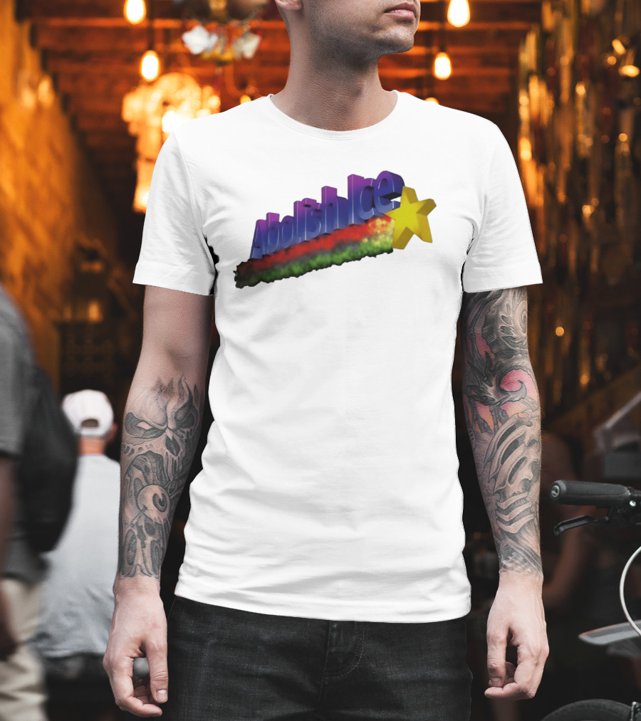 Abolish ICE Star Bold Text with Colorful Gradient and 3D Effect T-Shirt