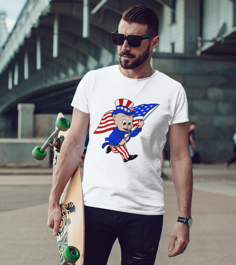 Piggly Wiggly Patriotic July 4th Celebration With American Flag And Uncle Sam Hat T-Shirt