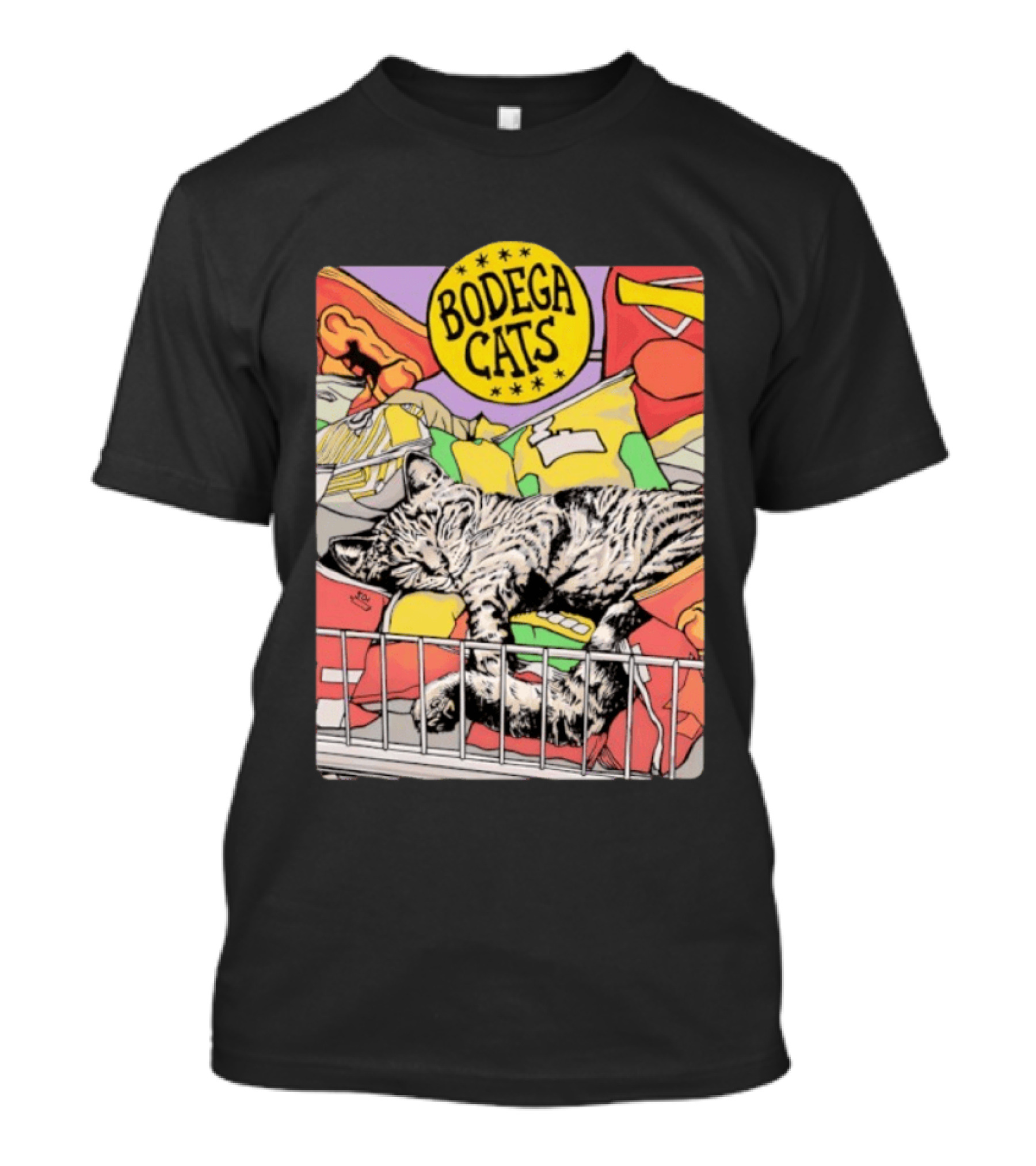 Bodega Cats Sleeping On Grocery Shelf T-Shirt