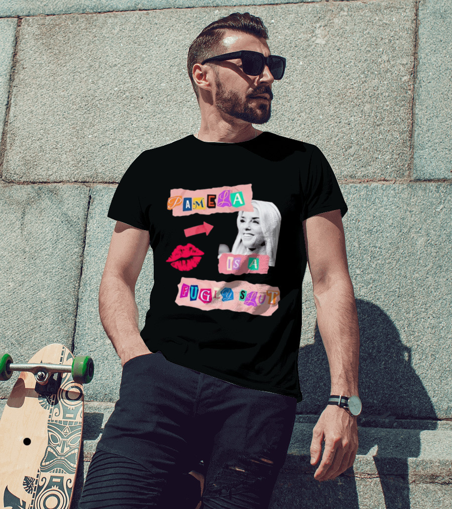 Pamela Is A Fugly Slut Vintage Punk Collage T-Shirt