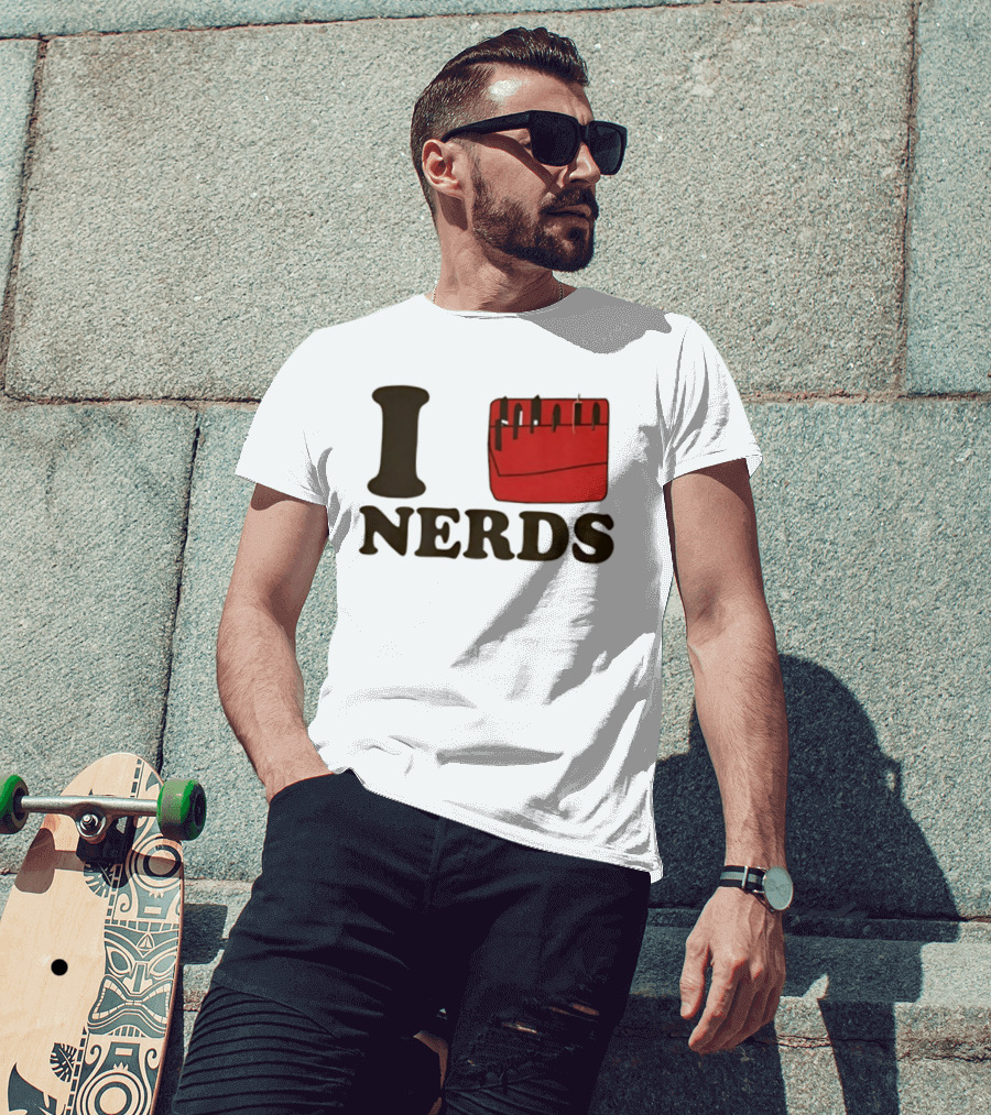 I Heart Red Pocket Nerds Cat Valentine T-Shirt