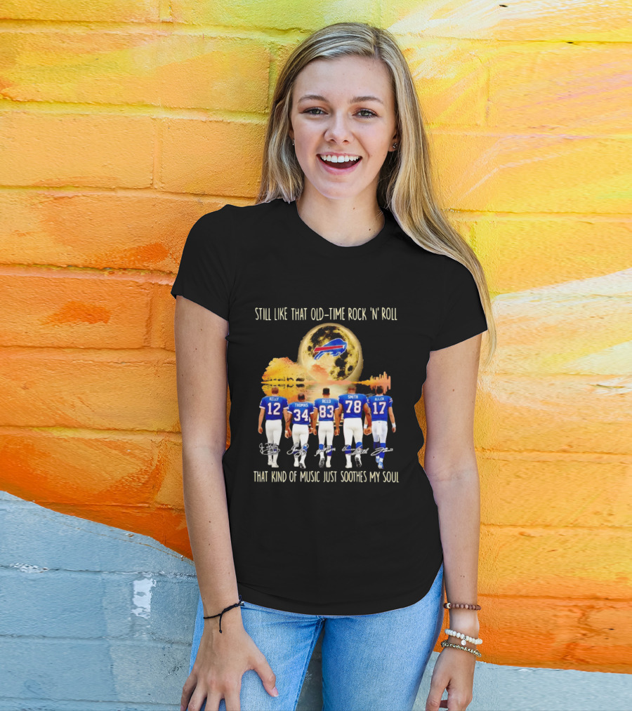 Buffalo Bills Players Old Time Rock 'n' Roll Soothes My Soul T-Shirt