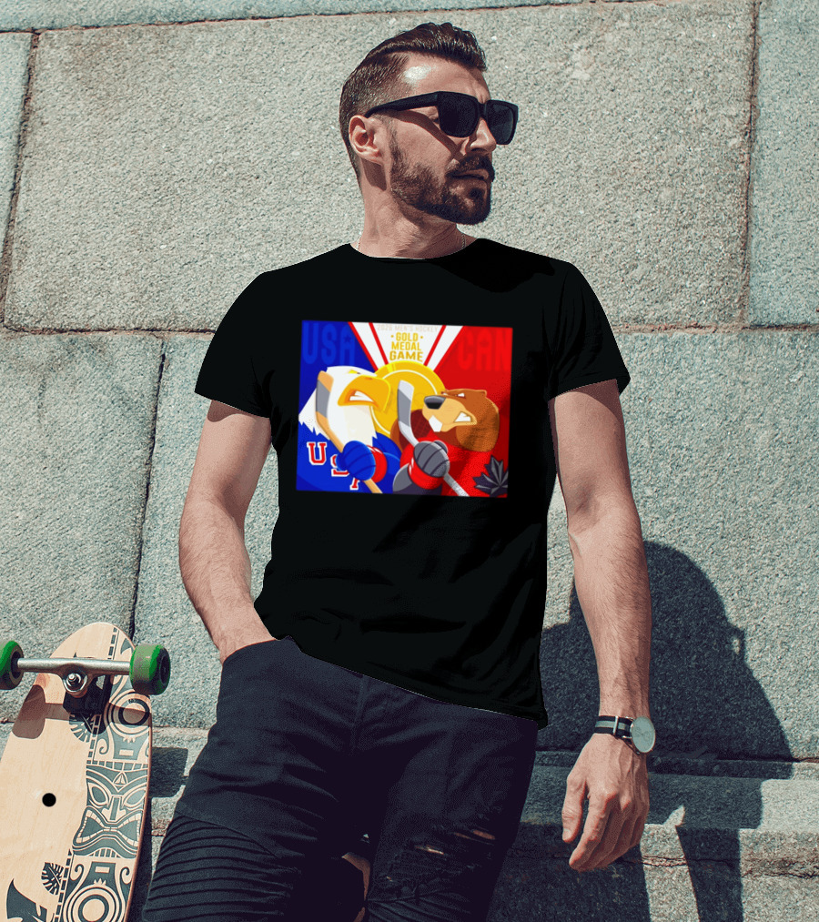 USA Vs Canada 2026 Men's Hockey Gold Medal Game Eagle Vs Beaver Showdown T-Shirt