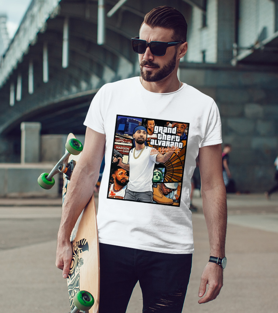 Grand Theft Alvarado New York City Madison Square Garden Statue Of Liberty T-Shirt