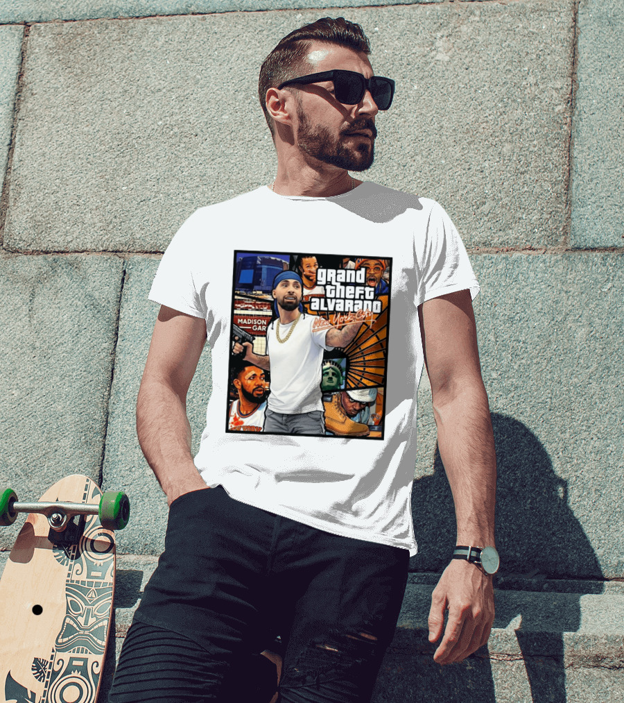 Grand Theft Alvarado New York City Madison Square Garden Statue Of Liberty T-Shirt