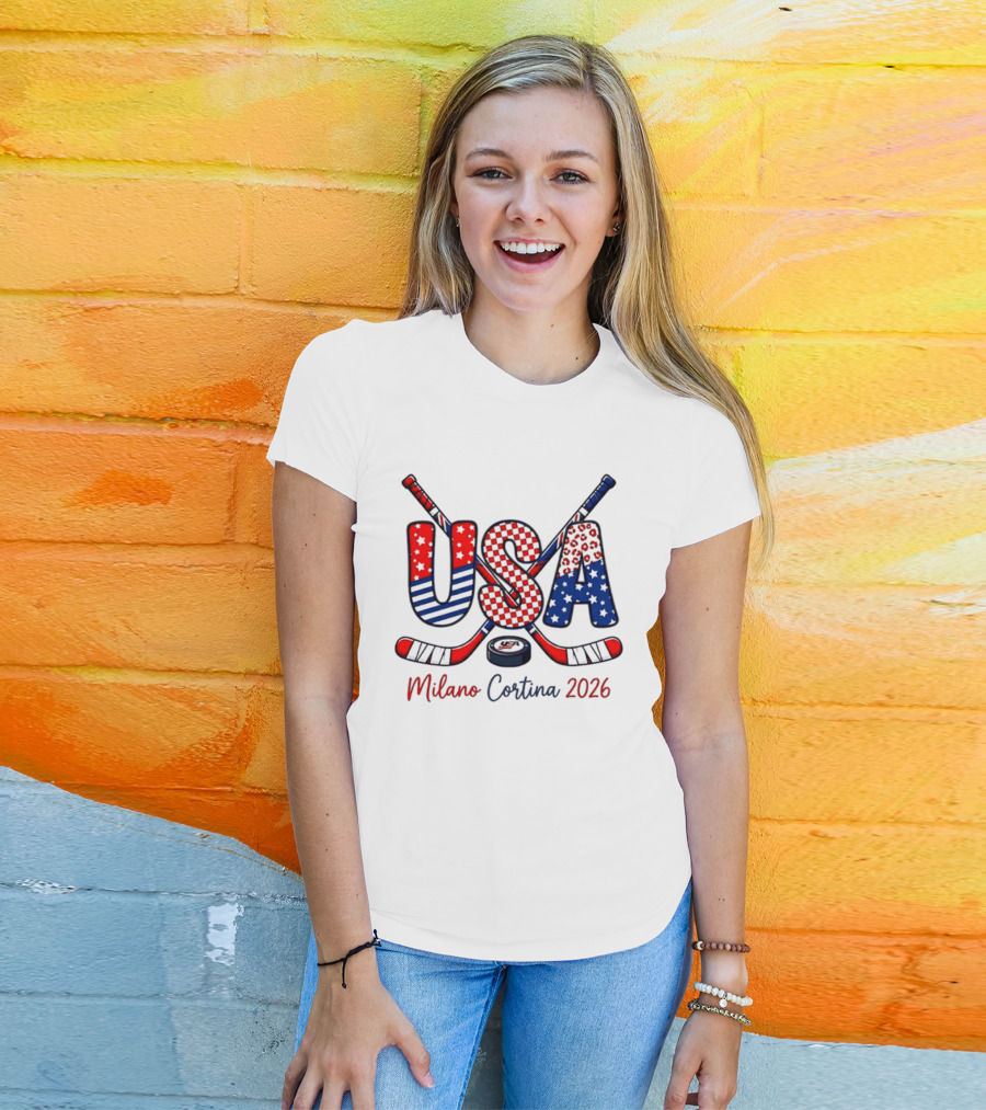 USA Hockey Milano Cortina 2026 Ice Hockey Championship Team Sports Fans T-Shirt