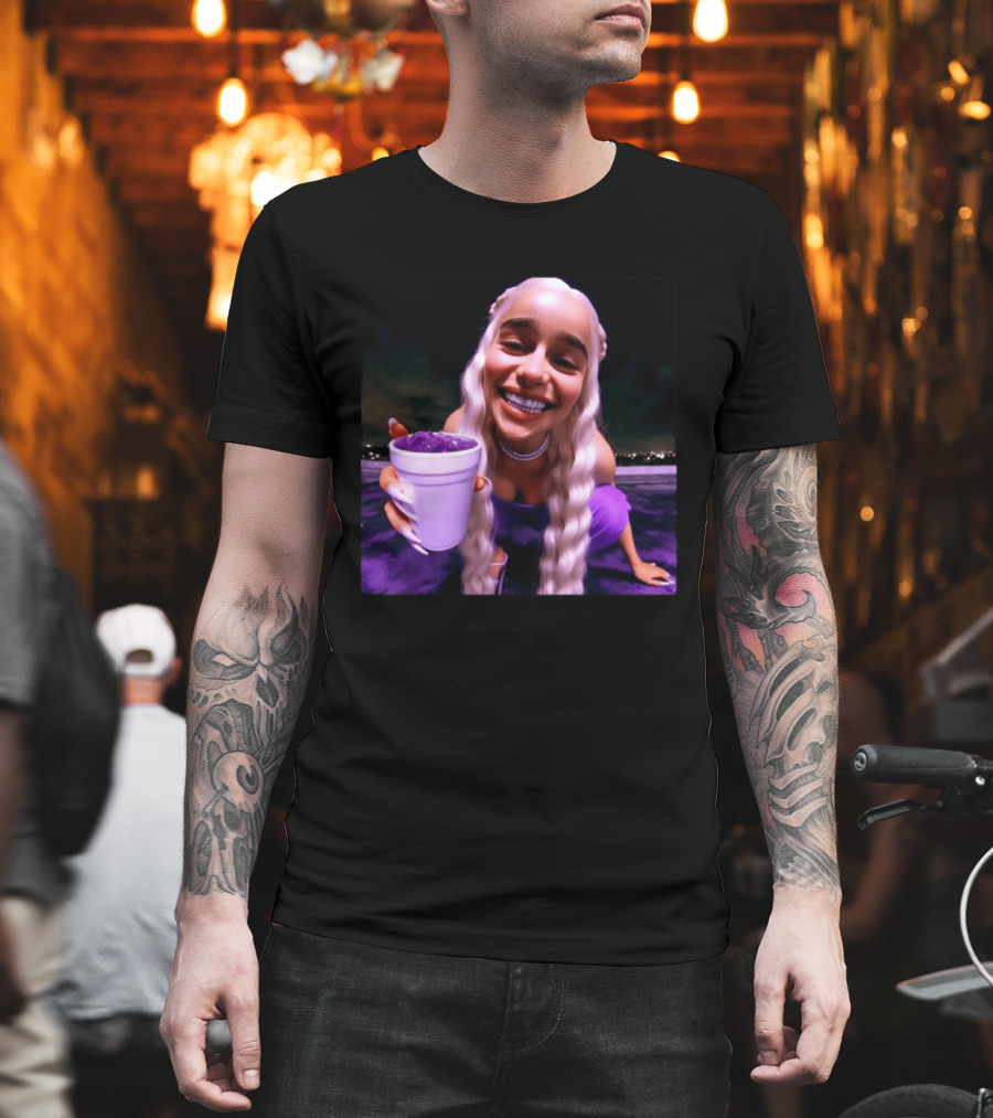 Nicolas Vans Emilia Clarke Daenerys Targaryen Grills and Purple Drink T-Shirt