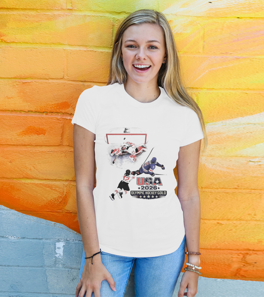 USA 2026 Olympic Hockey Gold Milano Cortina American T-Shirt