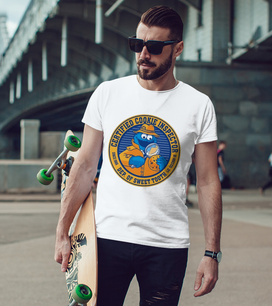 Certified Cookie Inspector Cookie Monster Since 1996 Dept Of Sweet Tooth T-Shirt