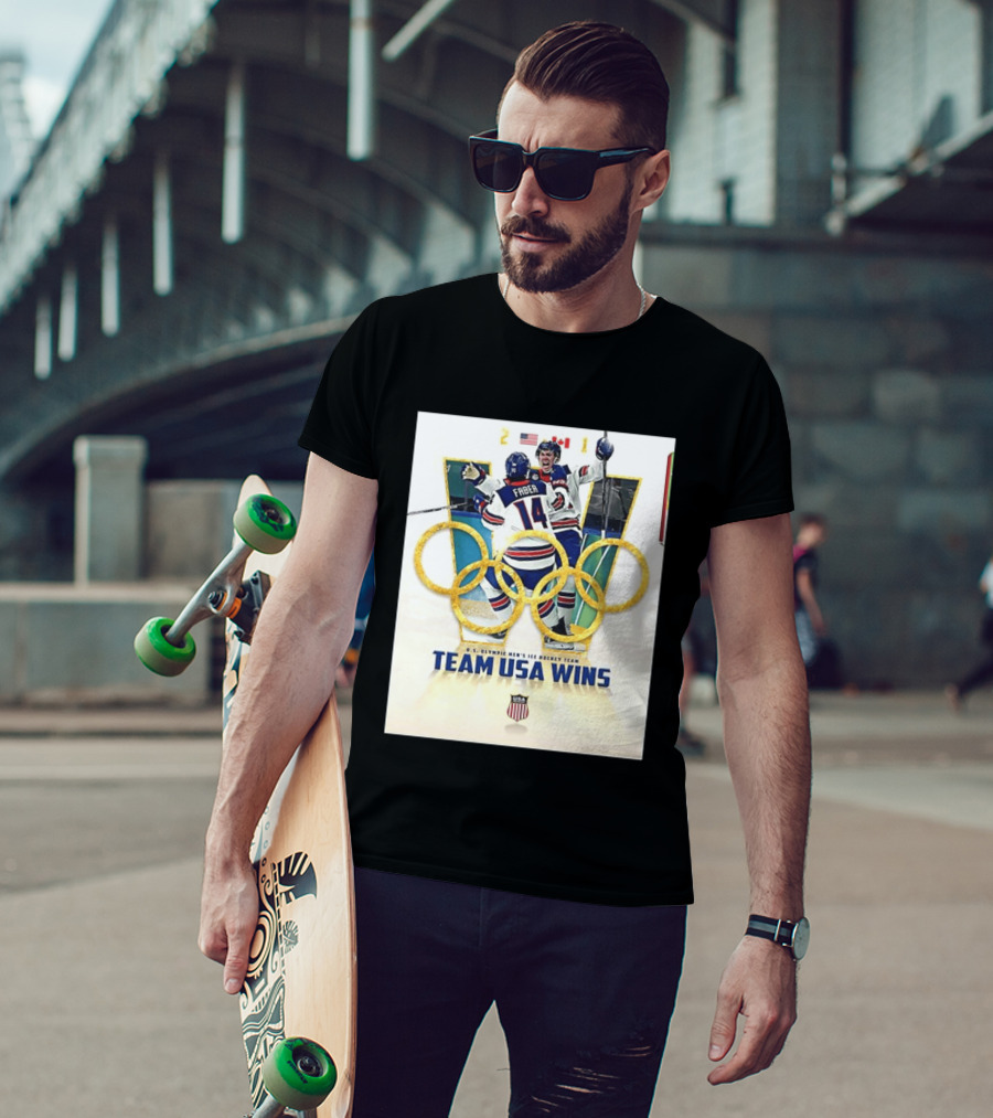 O.S. Olympic Men's Ice Hockey Team USA Wins Gold Against Canada 2 1 T-Shirt