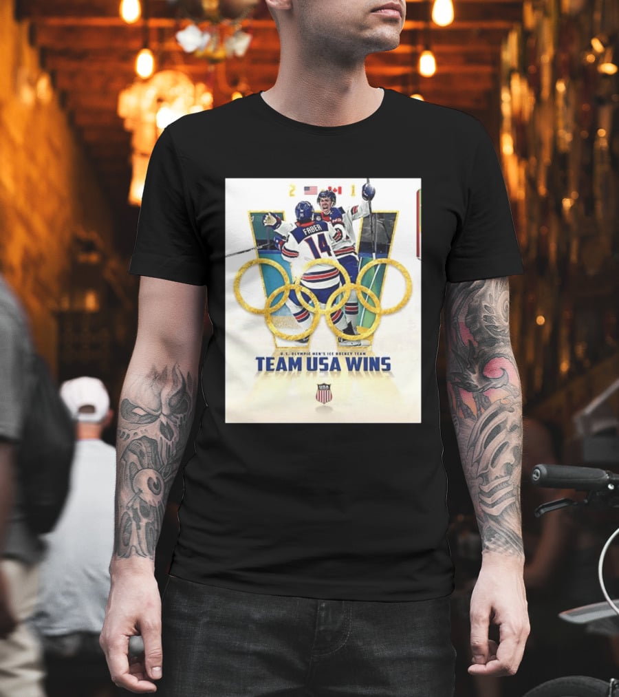 O.S. Olympic Men's Ice Hockey Team USA Wins Gold Against Canada 2 1 T-Shirt