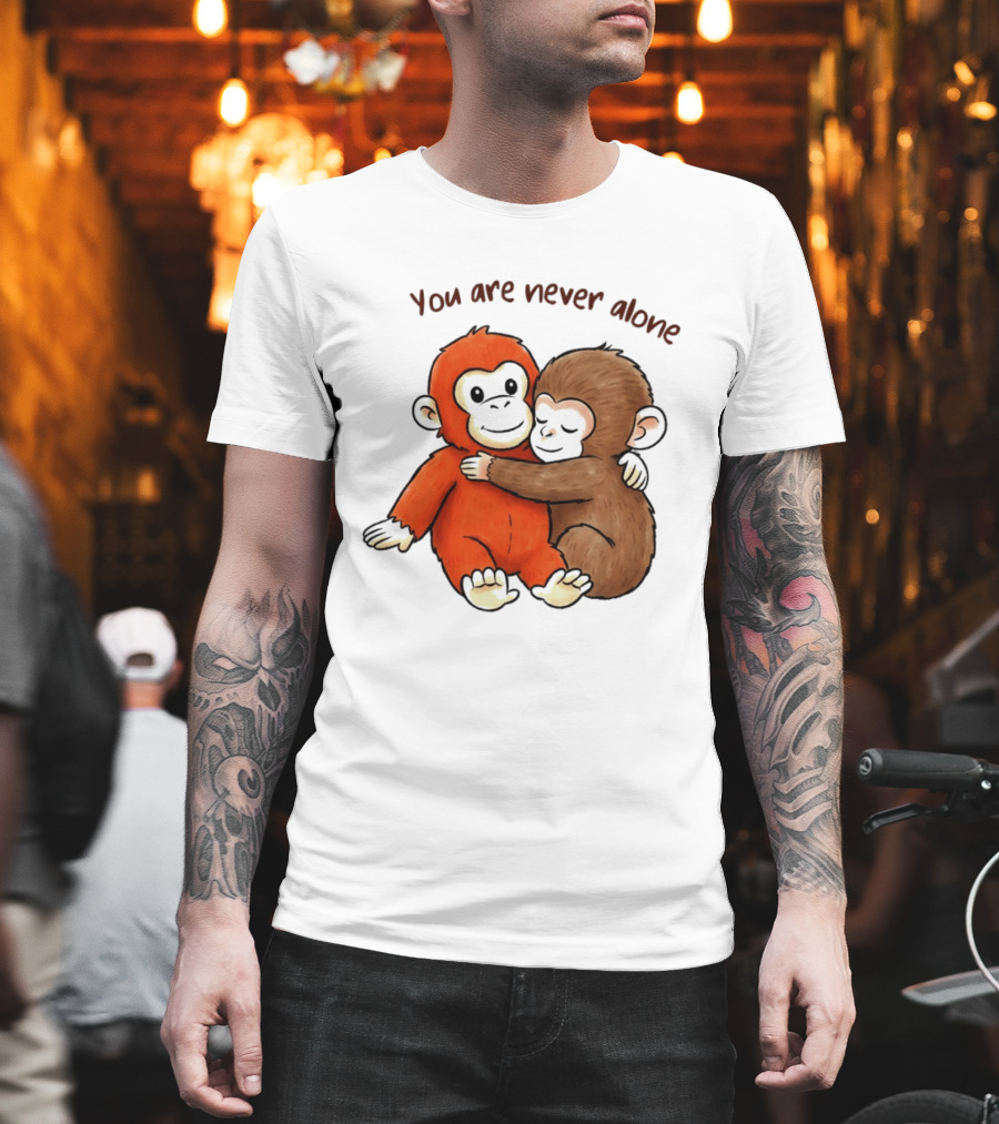 Punch the Monkey Panchi Kun You Are Never Alone Hugging Friends T-Shirt