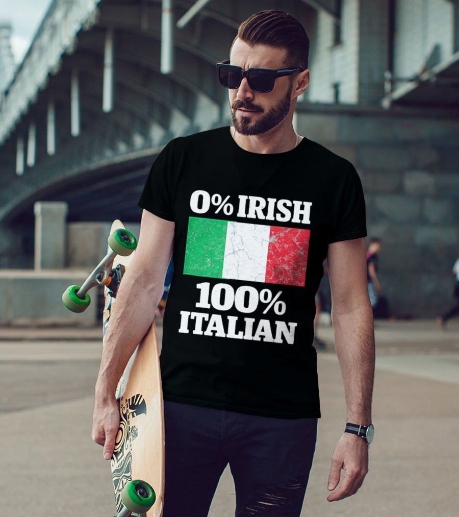 0 Irish 100 Italian Flag Heritage Pride Italy T-Shirt