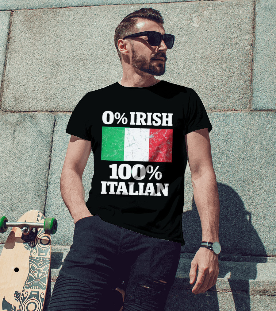 0 Irish 100 Italian Flag Heritage Pride Italy T-Shirt