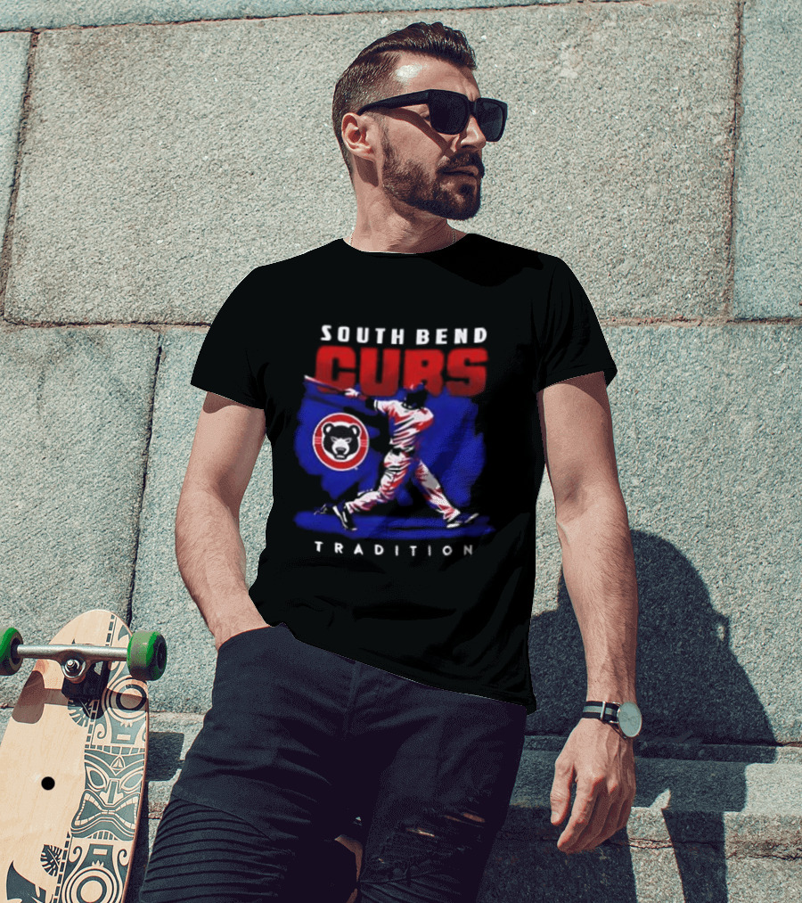 South Bend Cubs Tradition Vintage Baseball Player T-Shirt