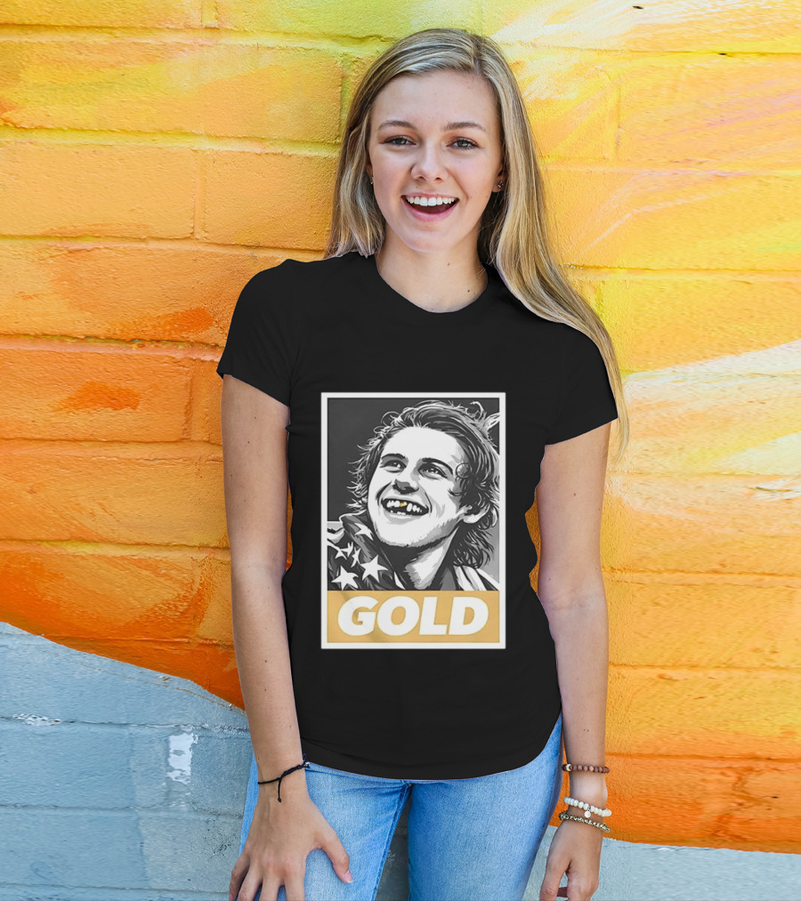 Jack Hughes Team USA 2026 Gold Hockey Smile Iconic Victory Celebration T-Shirt