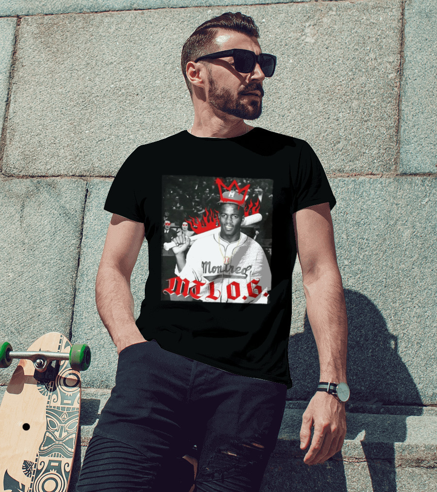 Jackie Robinson Montreal MTL O.G. Baseball Legend Icon Red Crown Flames T-Shirt