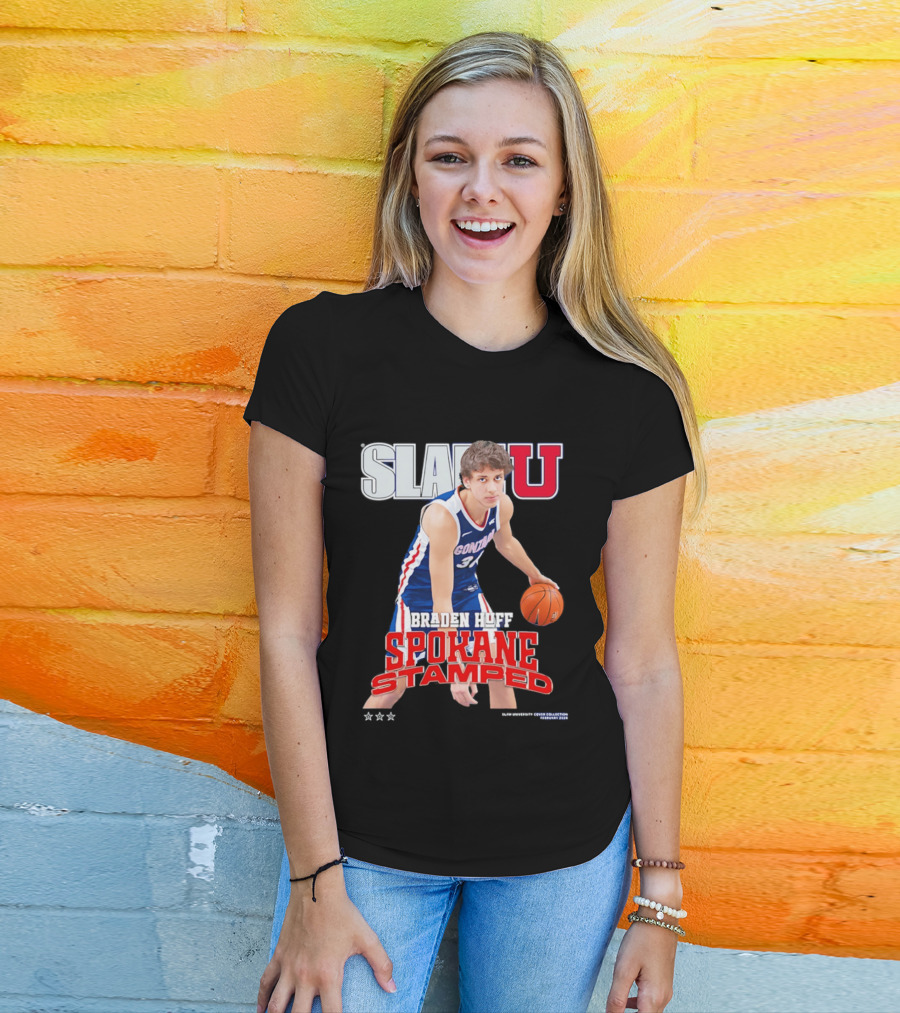 Braden Huff Gonzaga Bulldogs SlamU Spokane Stamped Basketball T-Shirt