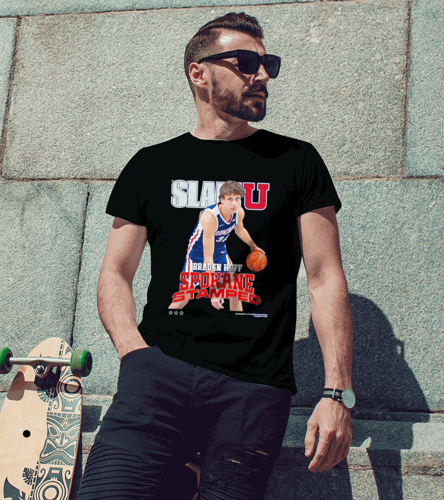 Braden Huff Gonzaga Bulldogs SlamU Spokane Stamped Basketball T-Shirt
