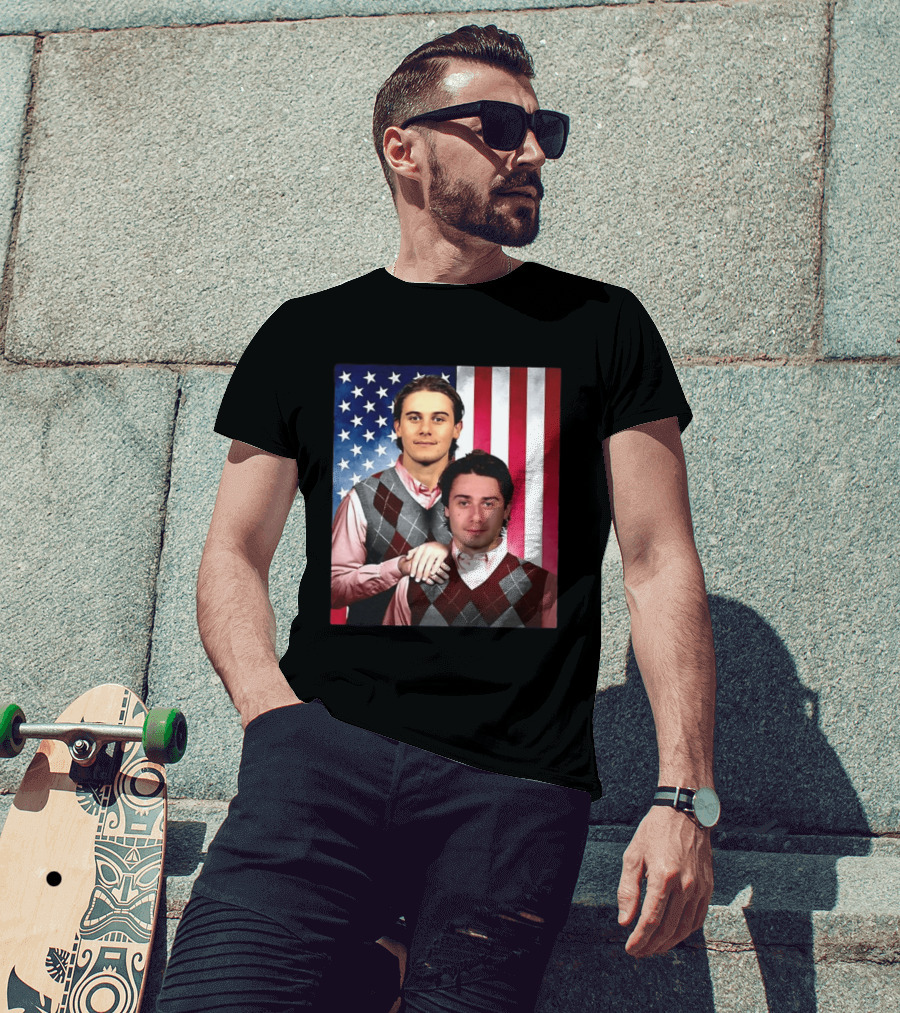 Jack Quinn Hughes USA Hockey Step Brothers American Flag T-Shirt