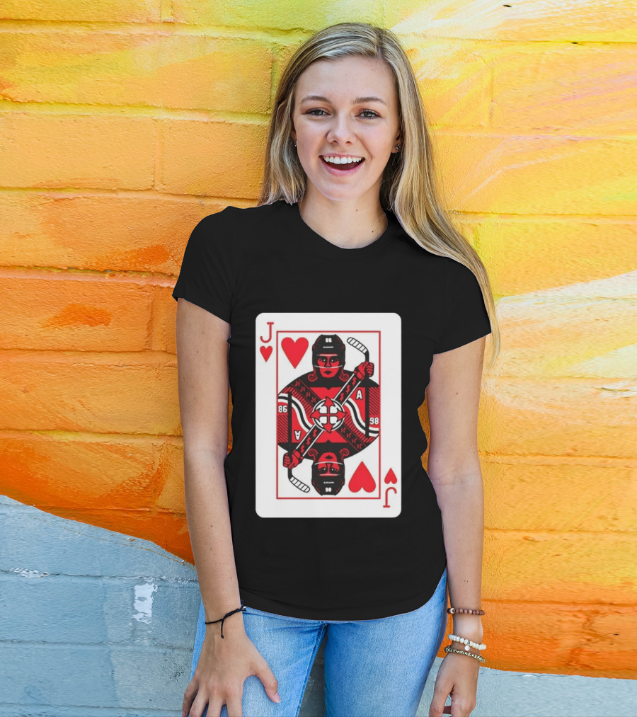 Jack Hughes Playing Card Hockey Jersey 86 Jack Of Hearts Ace T-Shirt