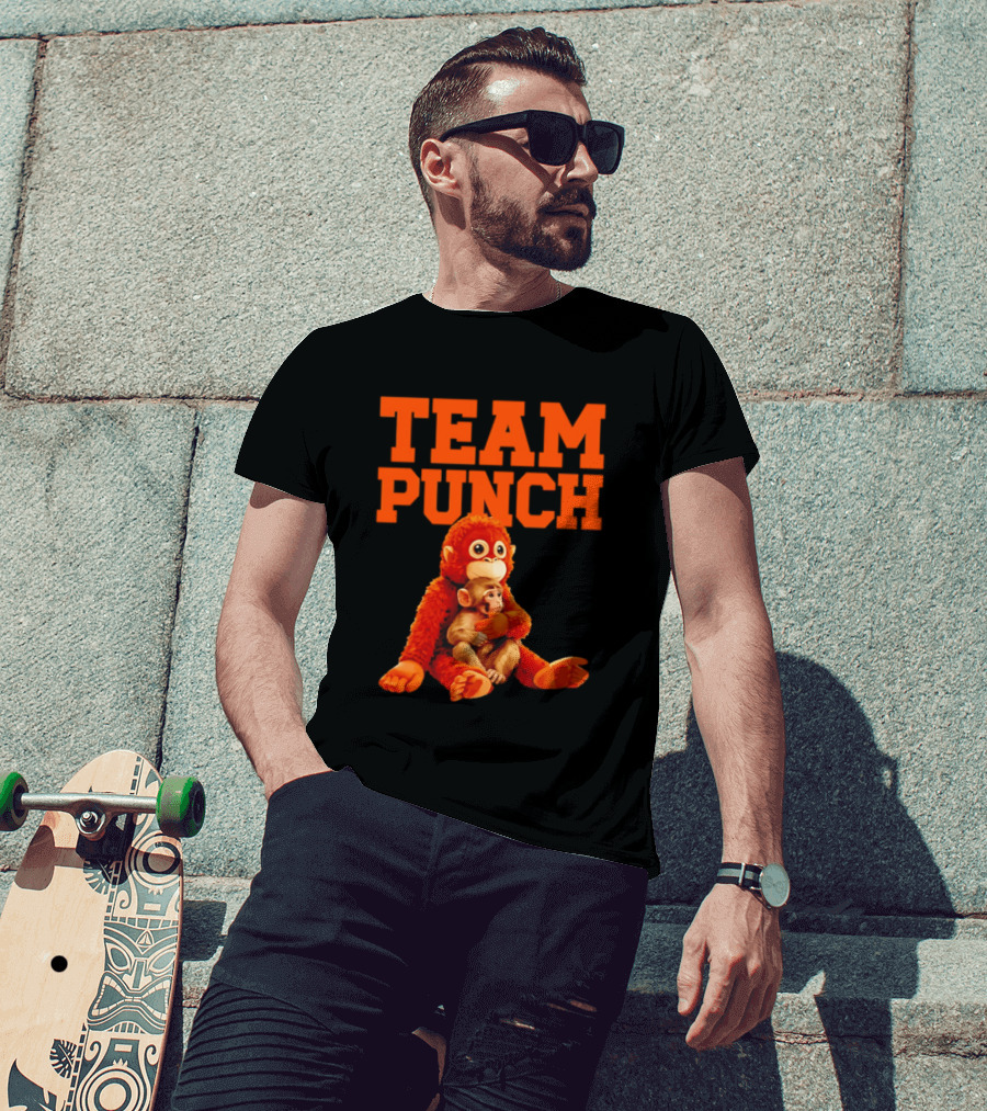 Team Punch Monkey Duo 2026 Vibrant Orange Characters T-Shirt