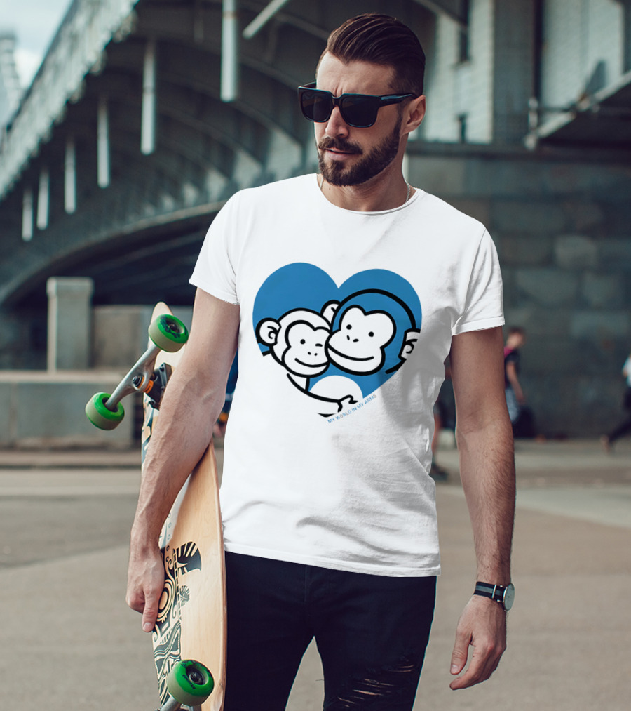My World In My Arms Heart With Punchi Monkeys T-Shirt