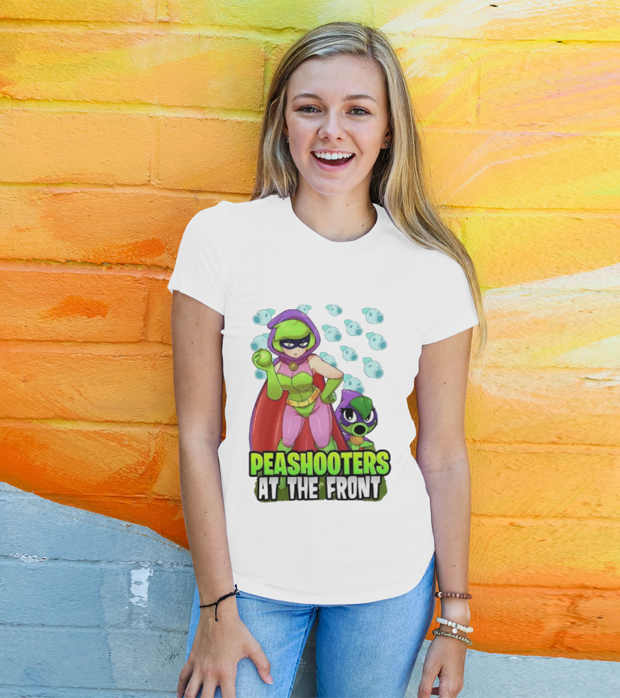 Peashooters At The Front Superhero Style Action Adventure T-Shirt