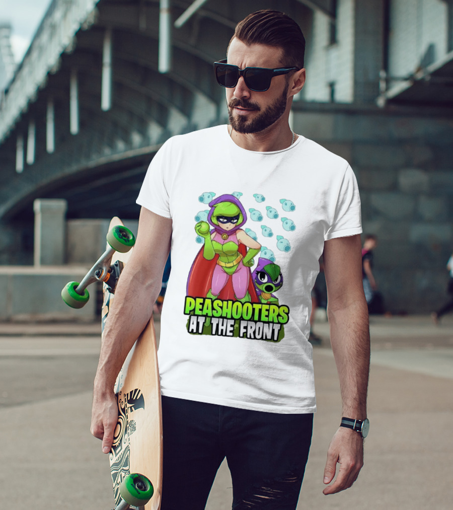 Peashooters At The Front Superhero Style Action Adventure T-Shirt