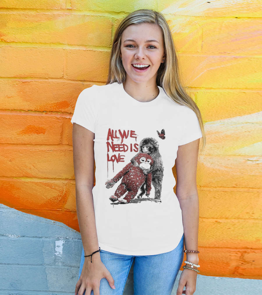All We Need Is Love Baby Monkey Punch Ikea Doll Japan Zoo T-Shirt