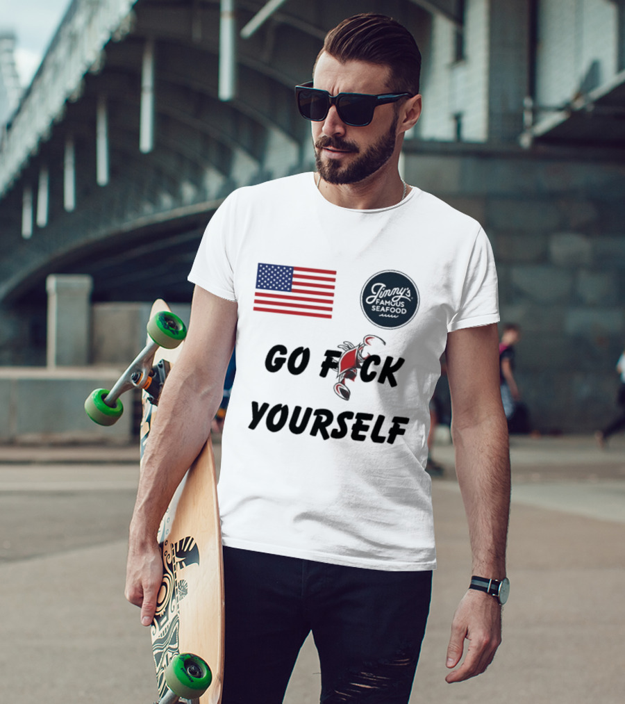 Jimmys Seafood Go F Yourself Crab American Flag T-Shirt