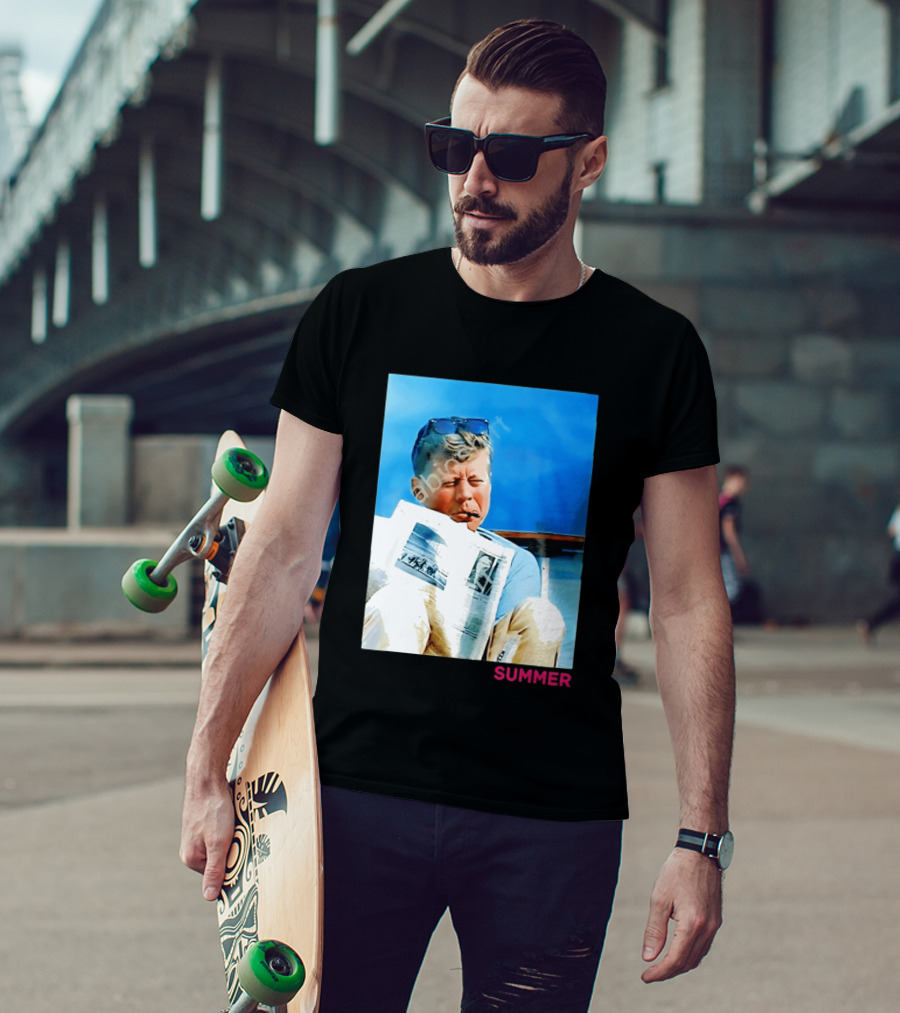 Barstool Sports JFK Summer Sunglasses Reading News T-Shirt