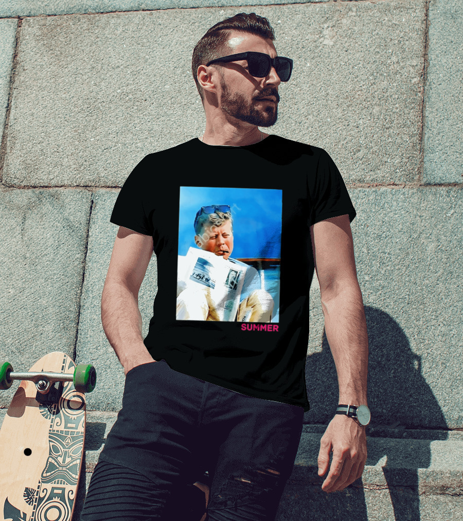 Barstool Sports JFK Summer Sunglasses Reading News T-Shirt