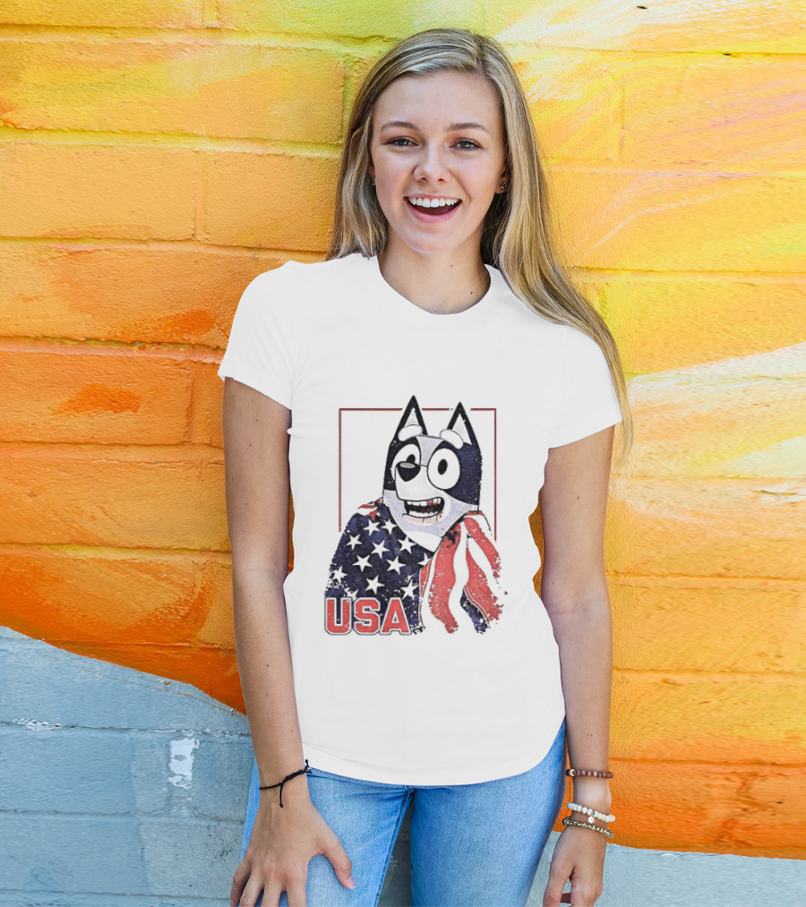 USA Bluey Hockey Jack Hughes Team Smile T-Shirt